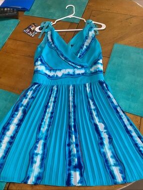 White House Black Market Turquoise & Blue Tie-Dye Midi Dress